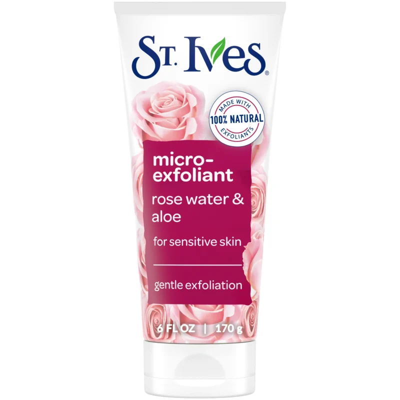 St-Ives-Micro-Face-Exfoliant-Rose-Water-Aloe-Facial-Exfoliator-for-Sensitive-Skin-6-oz_a6645935-b145-4e3f-afe7-7e9f08eeb81d.aca2af80f1569dfc47f25ed7f41f194b (1) اسکراب گل رز و آلوئه ورا سنت ایوز مدل gentle smoothing حجم 170 گرم - Image 1