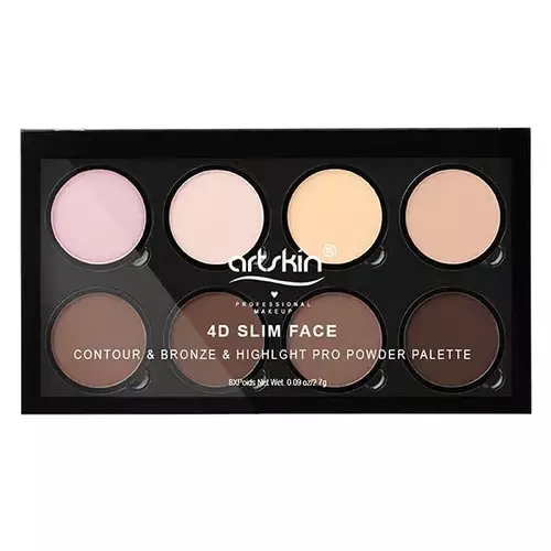 8-color contour bronzer and dry highlighter powder palette of Art Skin پالت پودری 8 رنگ کانتور برنزر و هایلایتر خشک آرت اسکین