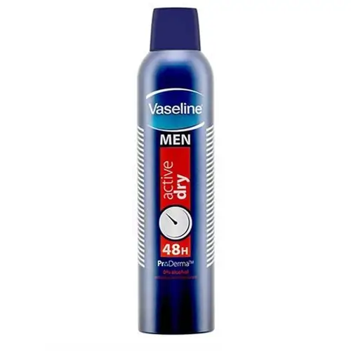 Vaseline active dry men's antiperspirant spray اسپری ضد تعریق مردانه وازلین مدل Active Dry حجم 250 میل