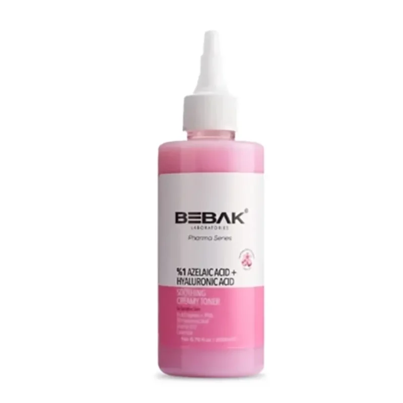 bebak-pharma-soothing-creamy-toner-for-sensitive-skin-1-azelaic-acidhyaluronic-acid تونر کرمی تسکین دهنده Bebak برای پوست های حساس حجم 200 میل