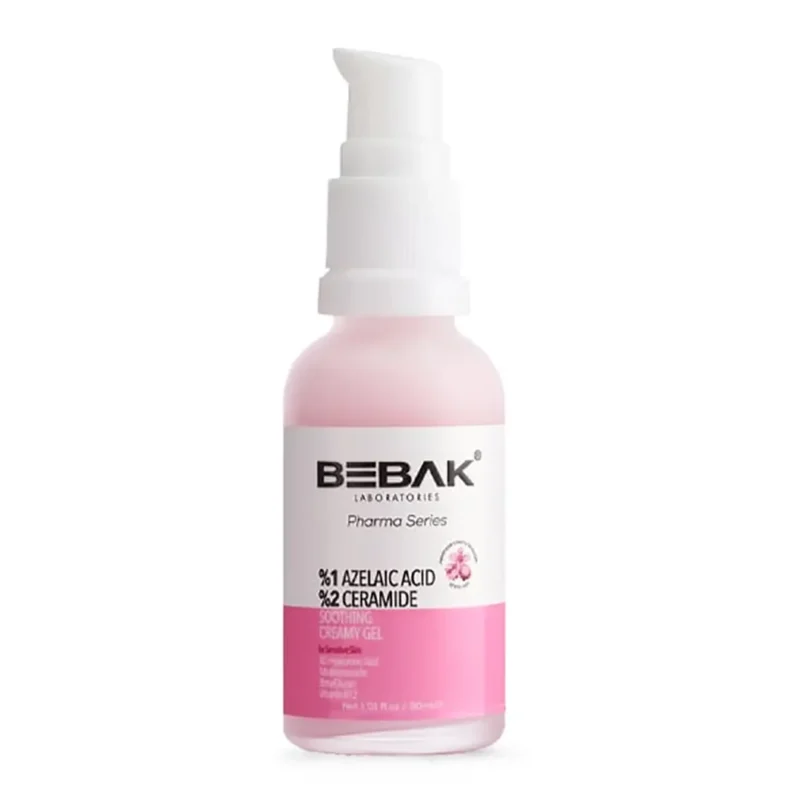 bebak-pharma-soothing-gel-cream-for-sensitive-skin-1-azelaic-acid2-ceramide کرم ژل تسکین دهنده Bebak پوست های حساس حجم 30 میل