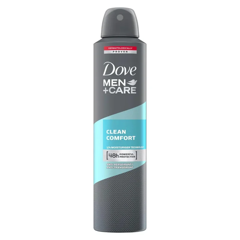 dove-deodorant-spray-men-care-clean-comfort اسپری ضدتعریق مردانه داو مدل men care clean comfortحجم 250میل