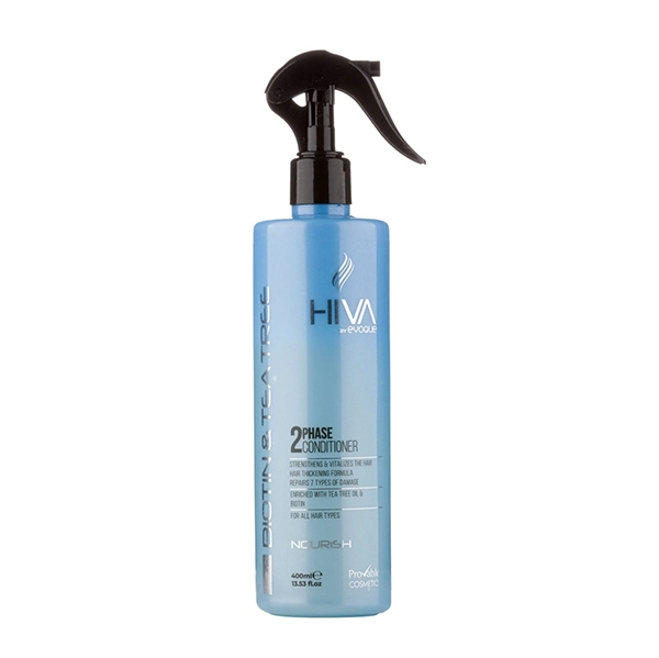 evoque-2phase-conditioner-with-biotin-and-tea-tree اسپری نرم کننده دو فاز حاوی بیوتین و درخت چای ایووک 400میل