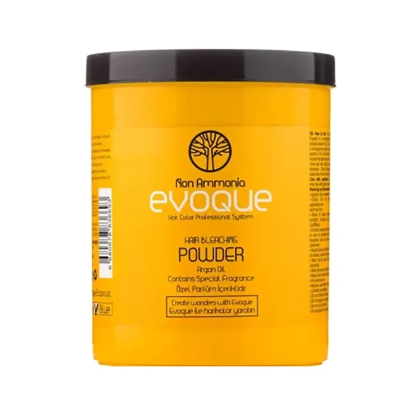 evoque-argan-oil-powder-1000-ml پودر دکلره مو ايووک مدل oil Argan آبی بدون آمونياک حجم ١٠٠٠ميل