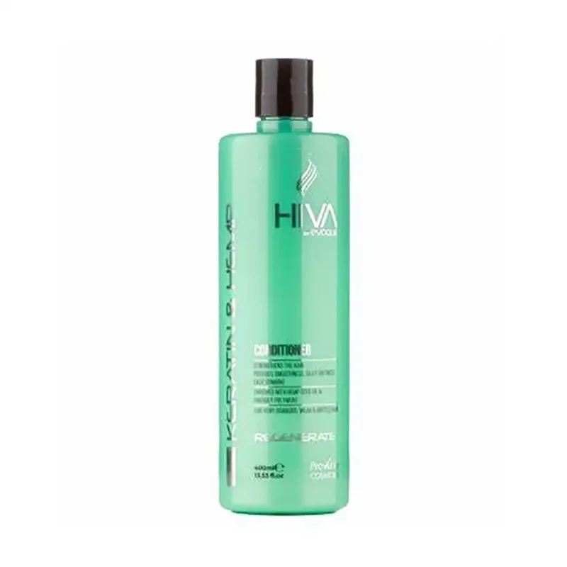 evoque-conditioner-with-keratin-and-hemp نرم كننده مو هيوا مدل HEMP & KERATIN موهاي بسيار آسيب ديده ضعيف و شكننده ۴٠٠ ميل