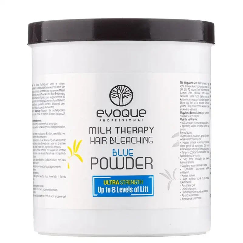 evoque-milk-therapy-hair-bleachiag-blue-powder-1000-ml پودر دكلره مو ايووك مدل THERAPY MILK آبي حجم ١٠٠٠ ميل