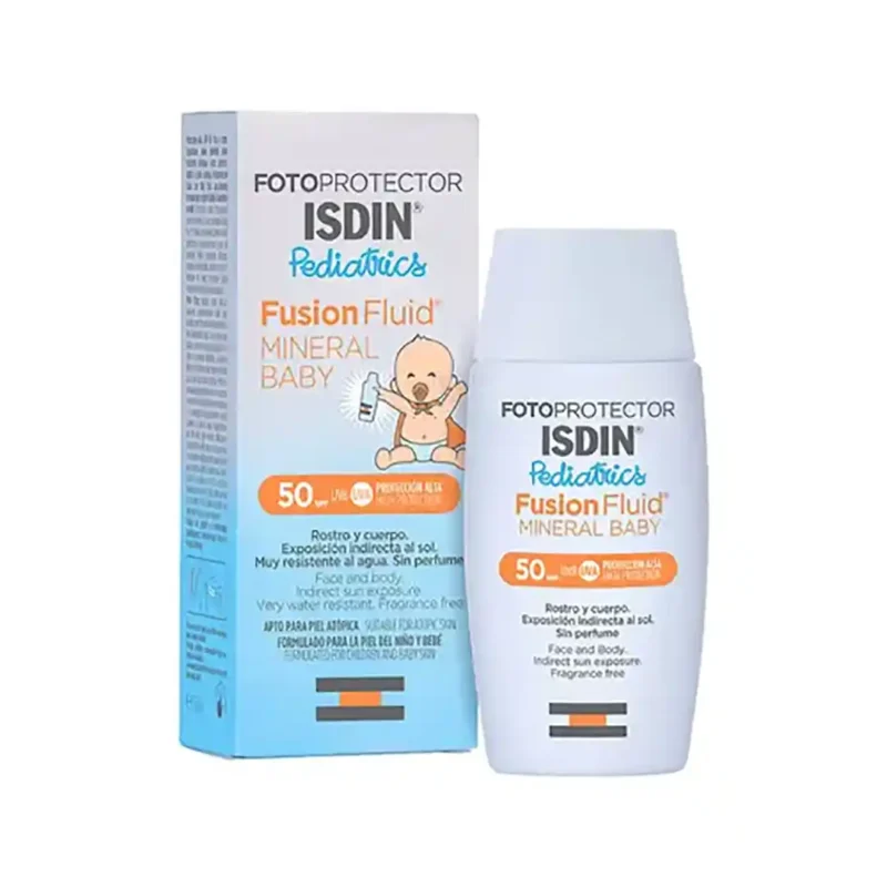 fotoprotector-isdin-pediatrics-fusion-fluid-mineral-baby-spf-50 ضد آفتاب مینرال کودک ایزدین مدل pediatrics SPF50