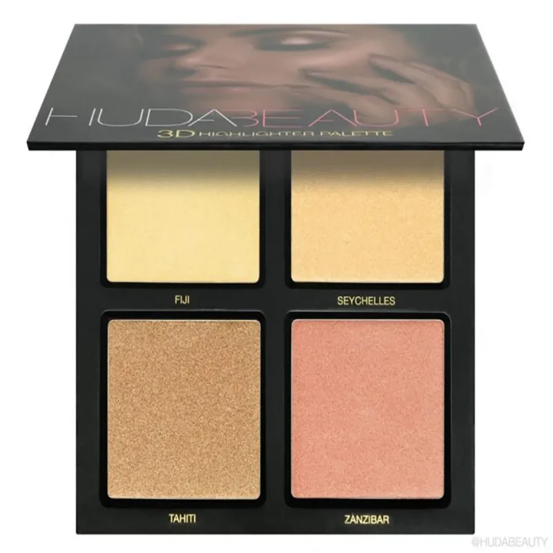 head-beauty-highlighter-4-colors-model-3d-highlighter-palette-gold-color هايلايتر هدي بيوتي 4 رنگ مدل 3D HIGHLIGHTER PALETTE رنگ گلد