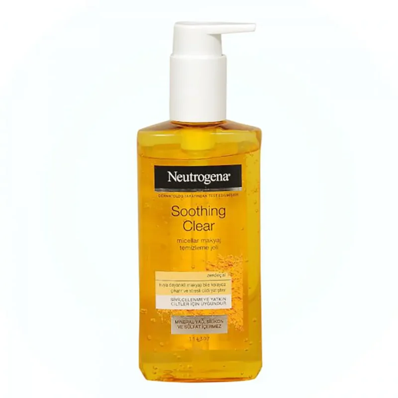 neutrogena-clear-soothe-turmeric-washing-gel ژل میسلار نوتروژینا مدل زرچوبه حجم 200 میل