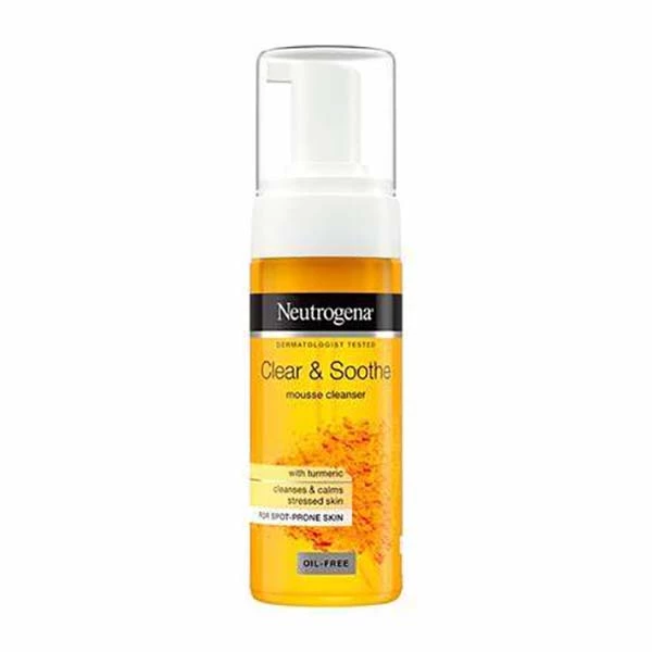 neutrogena-soothing-clear-turmeric-extract-face-wash-foam-volume-150 فوم شستشوی صورت نوتروژینا عصاره زرد چوبه Soothing Clear حجم ۱۵۰