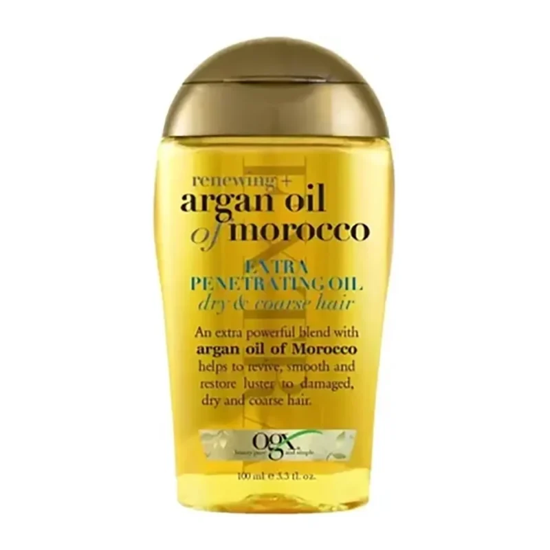 ogx-argan-oil-of-morocco-extra-penetrating-oil-for-renewing-plus-dry-and-coarse-hair-hair-oil روغن موی آرگان ogx مدل extra penetrating oil حجم 100 میل