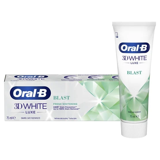 oral-b-3d-white-luxe-blast-whitening-tandkram-75-ml-1 خمیردندان سفیدکنندهی اورال بی مدل 3D white luxe blast حجم 75 میل - Image 1