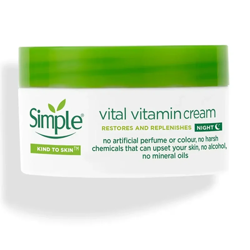 simple-moisturizing-cream-vital-vitamin کرم ترمیم کننده و ویتامینه شب سیمپل مدل Vital Vitamin حجم 50 میل