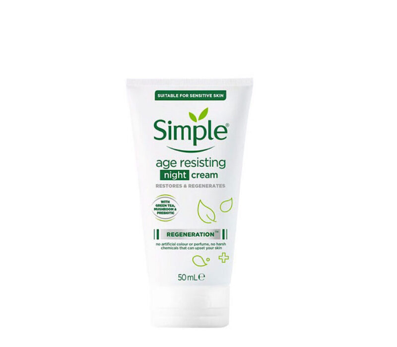 simple night cream کرم شب ضد پیری سیمپل مدل age resisting حجم 50 میل - Image 1