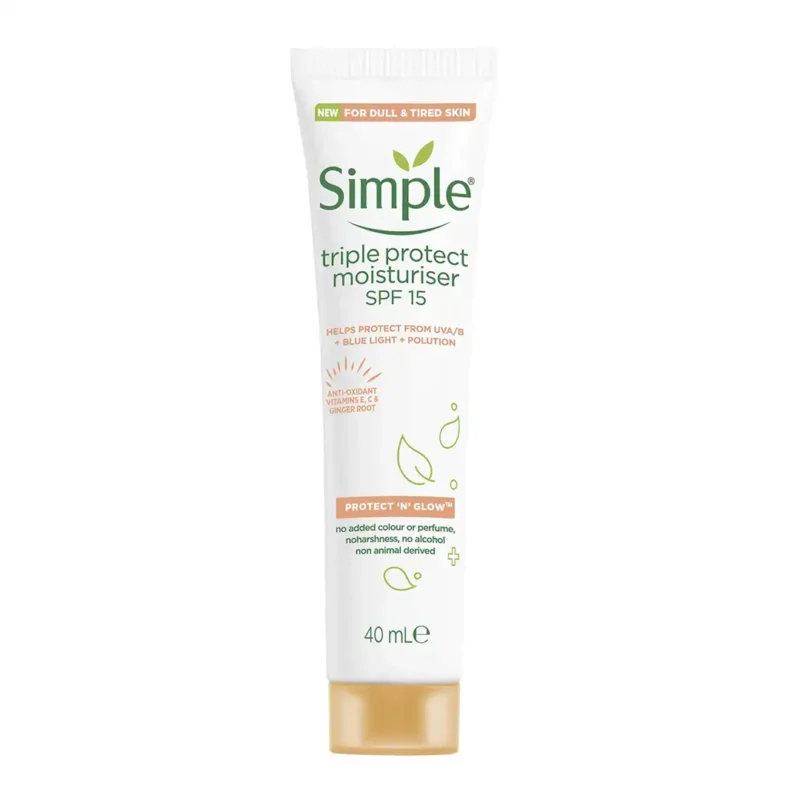 simple-protect-n-glow-triple-protect-spf30-moisturiser ضد آفتاب بی رنگ SPF30 سیمپل حجم 40 میل