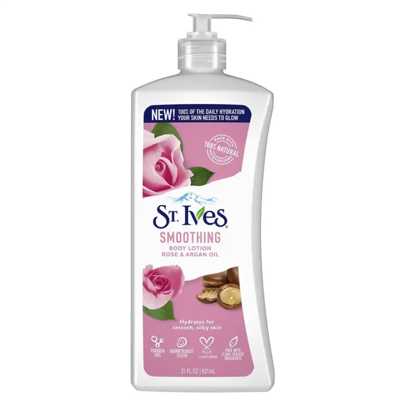 st-ives-smoothing-rose-and-argan-oil-body-lotion لوسیون بدن گل رز و روغن آرگان سنت ایوز مدل Smoothing - حجم 621 میل