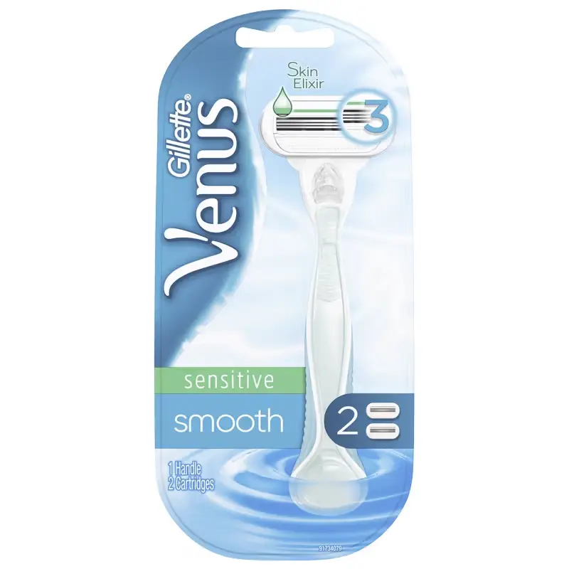 GILLETTE-GilletteVenusSmoothSensitiveRazorandBlades1set- تیغ اصلاح زنانه 3 لبه ونوس مدل Sensitive Smooth - Image 1