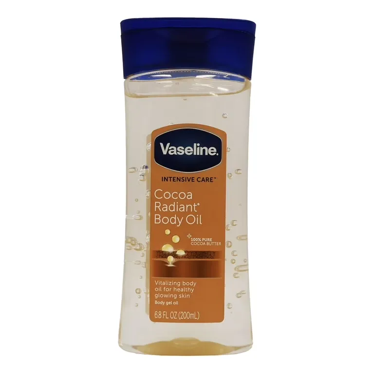 Vaseline-Intensive-Care-Cocoa-Radiant-Body-Gel-Oil-6-8-Oz-Pack-of-2_881e4485-34dd-44ea-97b7-b83102c44150.3a9fb37c196e5f77c6aded140e3398ed copy روغن بدن ژلی وازلین Cocoa Radiant(آبی) حجم 200میل - Image 1