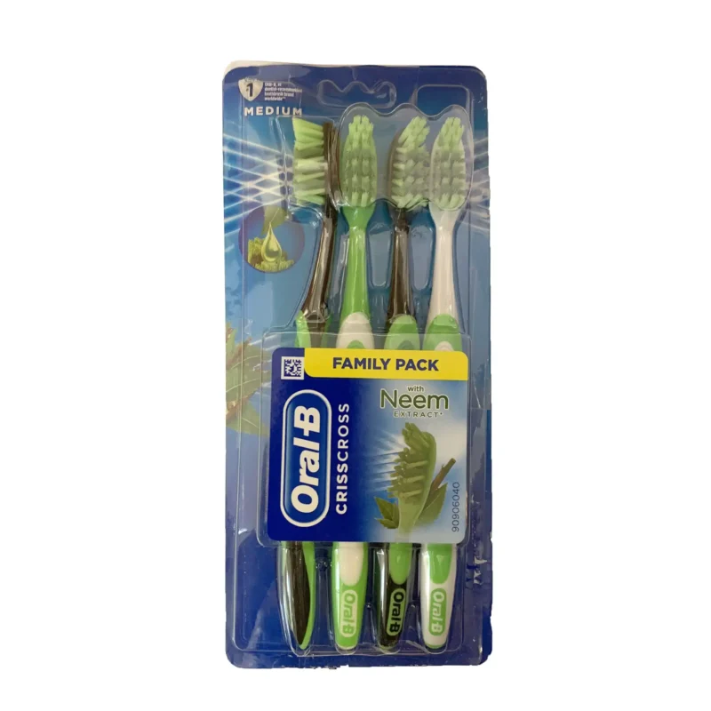 chriscross family pack (1) پک مسواک اورال بی 4عددی اقتصادی(مدیوم) - Image 1