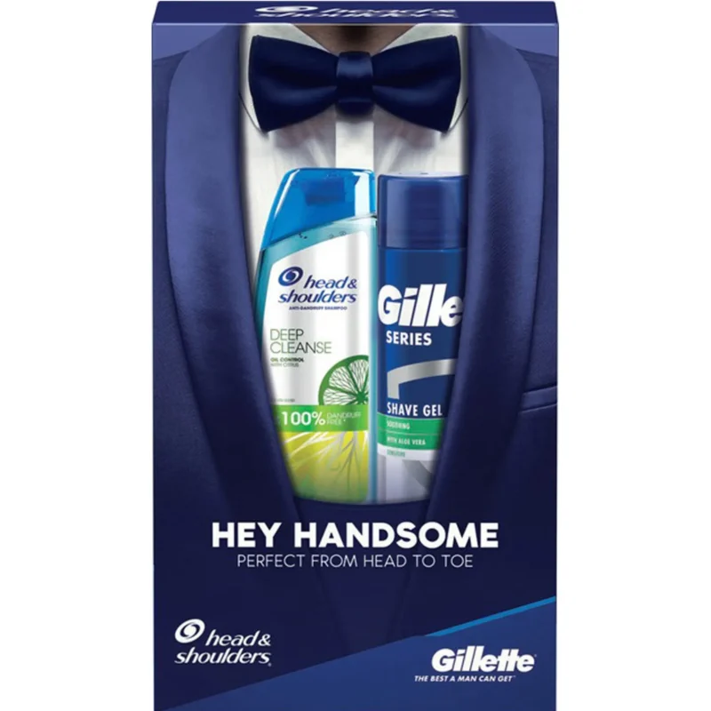 coffret-shampoing-gel-a-raser-hey-handsome-300ml copy ست شامپو هد اند شولدرز و ژل اصلاح ژیلت - Image 1