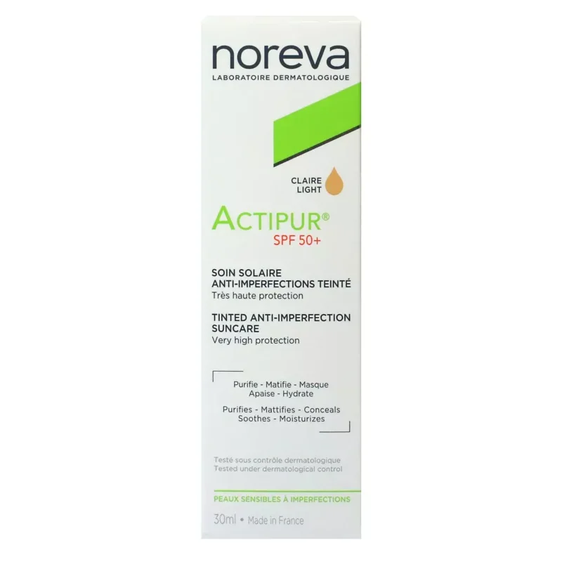 3571940001985-actipur-soin-solaire-teinte-claire-anti-imperfections-spf50-40ml (1) کرم ضدآفتاب نوروا رنگی Claire Light spf50 حجم 30 میل - Image 1