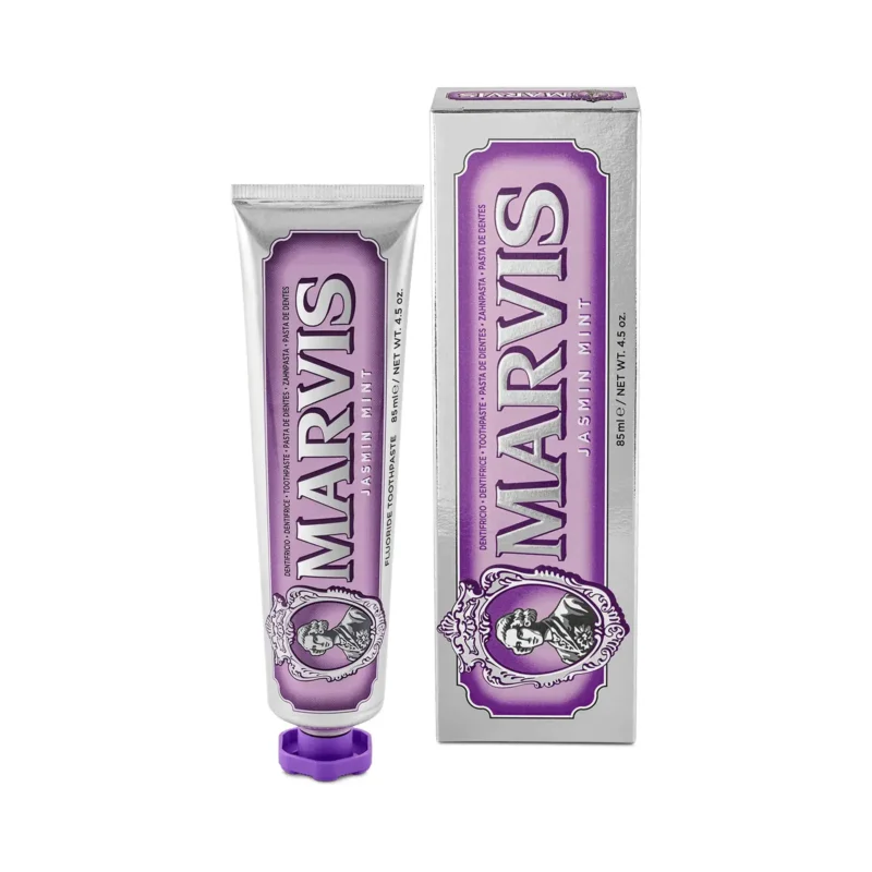 Marvis-Jasmin-Mint-Toothpaste-85mL-8004395111756-2500x2500 (1) (1) خمیردندان یاس نعنا مارویس حجم 85میل - Image 1