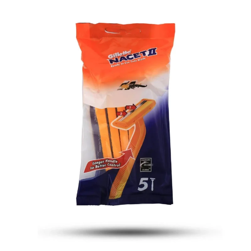 gillette nacet تیغ اصلاح 2 لبه ژیلت مدل Nacet بسته 5 عددی - Image 1