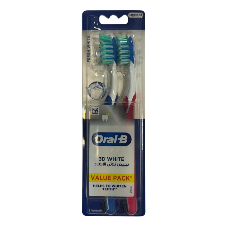 oral b 3d white toothbrush pack پک 2 عددی مسواک اورال بی مدل 3D White - Image 1