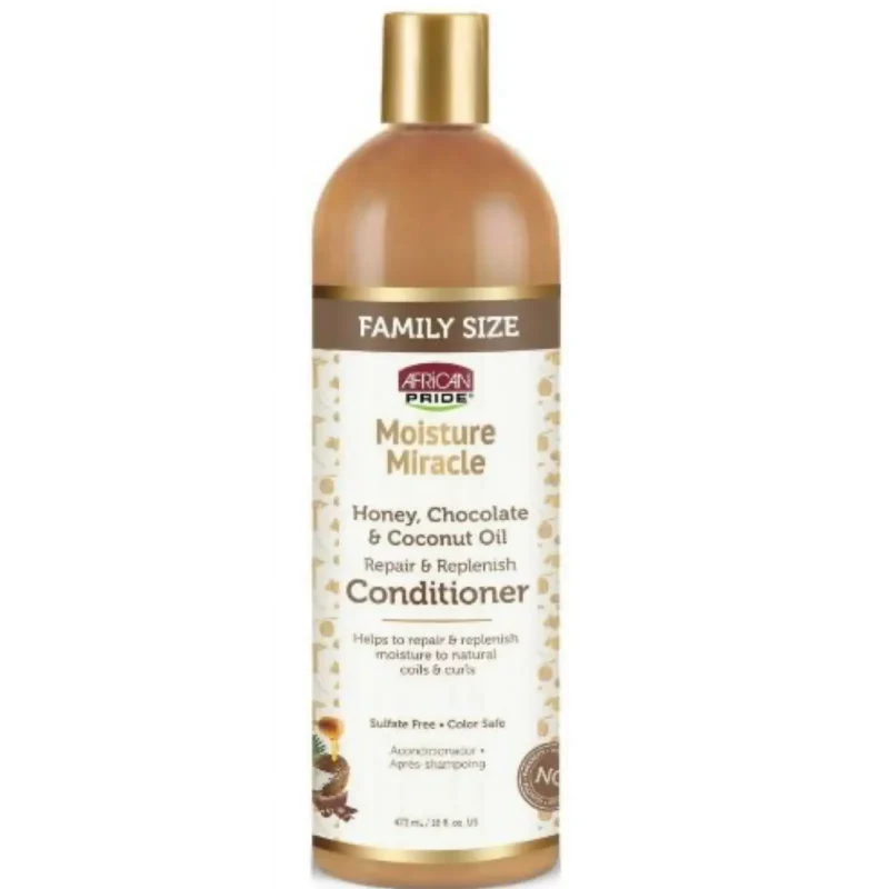 african-pride-moisture-miracle-honey-chocolate-and-coconut-oil-conditioner-16oz-coily-colour-safe-conditioner-curly-protein-free-naturalistic-products-393 (1) نرمکننده موی عسل افریکن پراید Moisture Miracle - Image 1