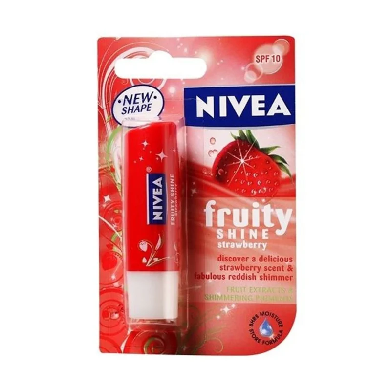 nivea-fruity-shine-strawberry-dudak-baki-5395 بالم لب نيوا مدل FRUITY SHINE حجم 4.8 گرم - Image 1
