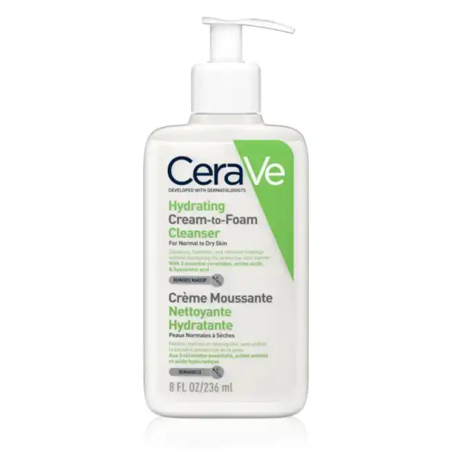 cleansers-hydrating-cream-to-foam-cleanser___240624 copy فوم شستشوی صورت سراوی Cream-to-Foam حجم 236میل - Image 1