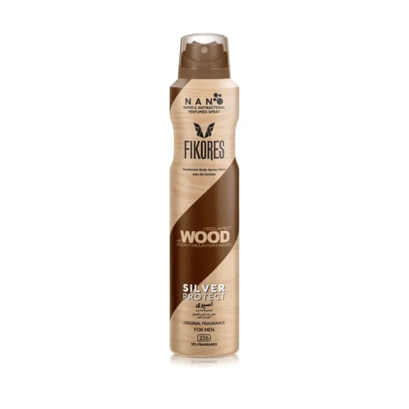 Fikores_Wood_Spray_web اسپری بدن مردانه فیکورس WOOD Silver حجم 226میل - Image 1