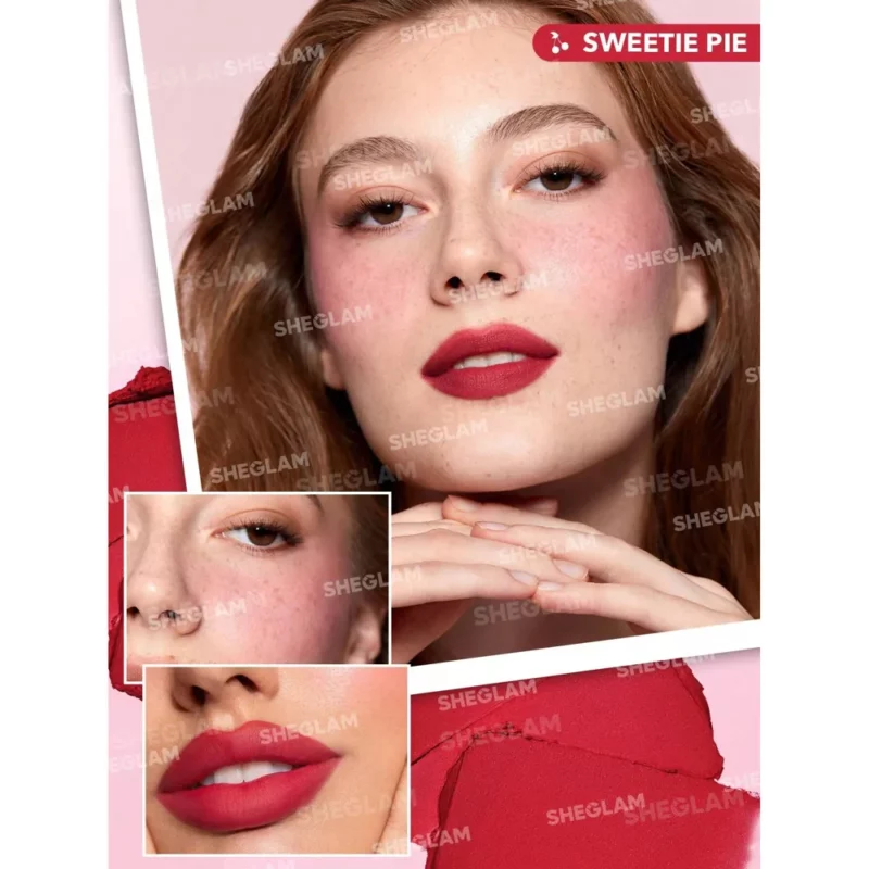 رژلب و رژگونه کرمی سه طبقه شیگلم مدل Cherry - Image 4
