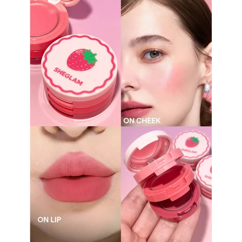 رژلب و رژگونه سه طبقه شیگلم مدل Strawberry - Image 6