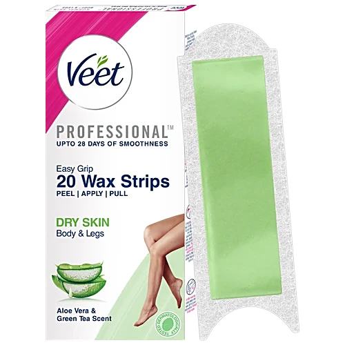 40014642_17-veet-hair-removal-waxing-strips-kit-dry-skin چسب موبر پوست حساس ويت aloe vera (20عددی) - Image 1