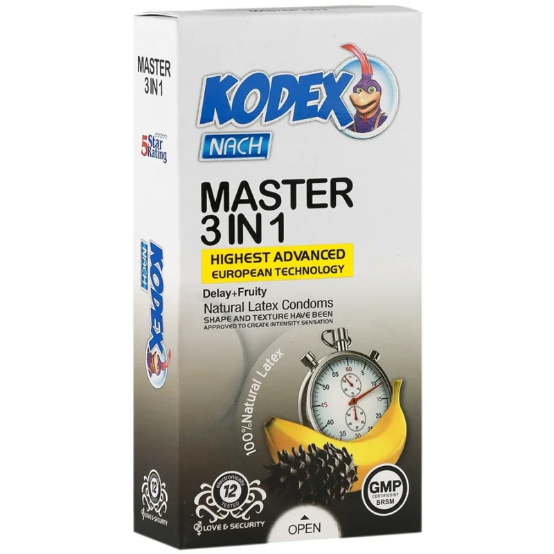 kodex_pair_2_web کاندوم تأخیری کدکس مدل Master 3in1 بسته 12عددی - Image 1