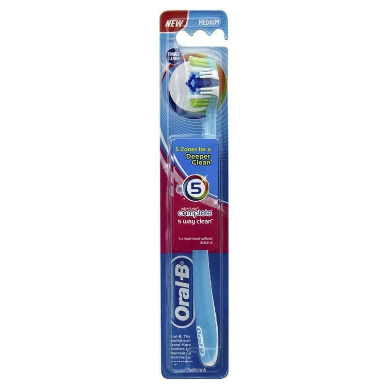 922587 (2) مسواک اورال بی مدل 5way clean با برس متوسط - Image 1