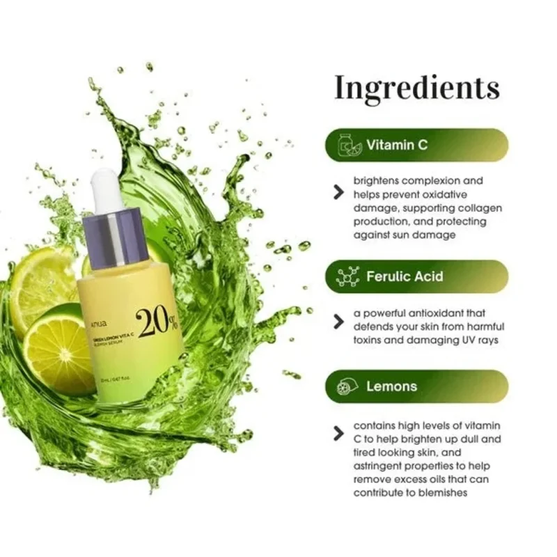 سرم روشن‌کننده لیمو سبز آنوا Green Lemon Vita C - Image 4