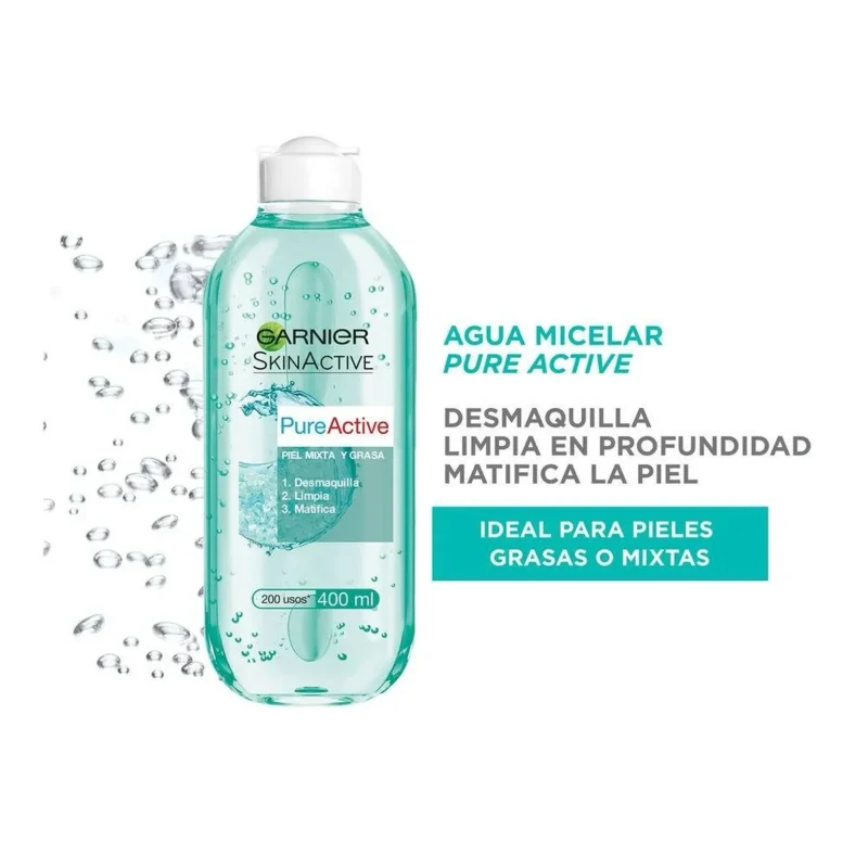 میسلار واتر پوست چرب گارنیر Pure Active حجم 400میل - Image 4