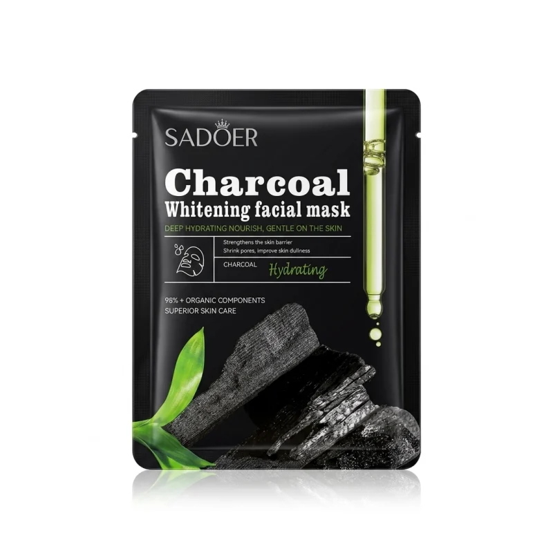 848aa659-37d5-471f-a616-806784c69829 (1) ماسک ورقهای زغال سادوئر SADOER Charcoal Whitening حجم 25 گرم - Image 1