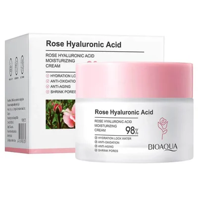 کرم مرطوبکننده بیوآکوا مدل Rose Hyalouronic Acid حجم ۵۰ گرم