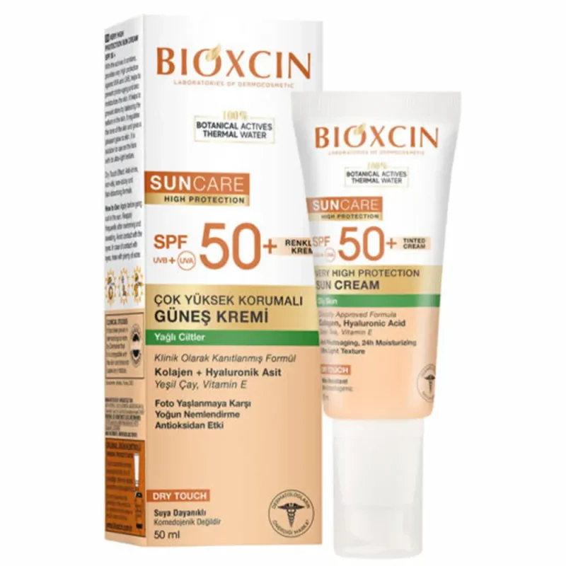 رنگی پوست چرب ضدآفتاب رنگی پوست چرب بیوکسین SPF50 حجم ۵۰ میل