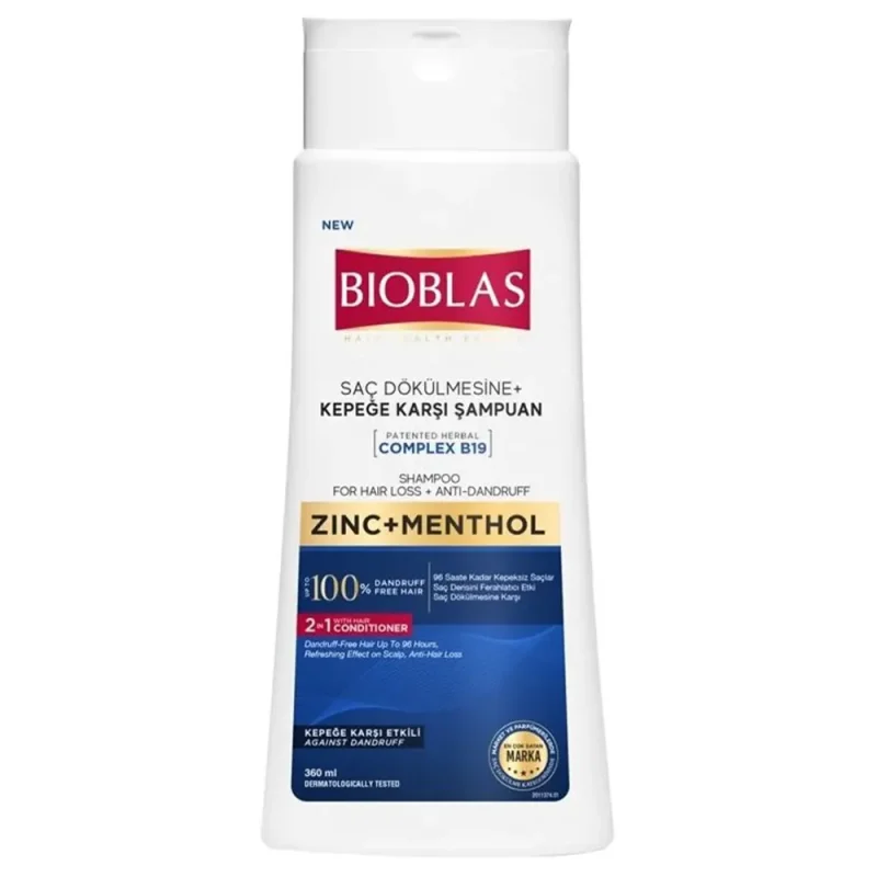 ضدشوره۱ شامپو ضدشوره بیوبلاس مدل Zinc + Menthol حجم ۳۶۰ میل