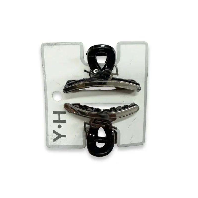 aab9b46d-2359-4acf-b1c1-524db7fff263 گیره موی کلیپسی فلزی متوسط 2 عددی طرح YSL - Image 1
