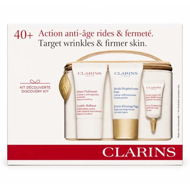 کیت مراقبت ضدچروک +40 کلارنس مدل wrinkles & firmer skin کیت مراقبت ضدچروک +40 کلارنس مدل wrinkles & firmer skin