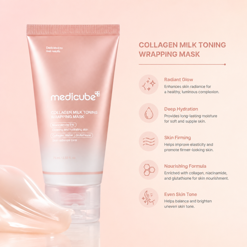 ماسک صورت کلاژن پیل‌آف مدیکیوب مدل Collagen Milk Toning حجم 75میل