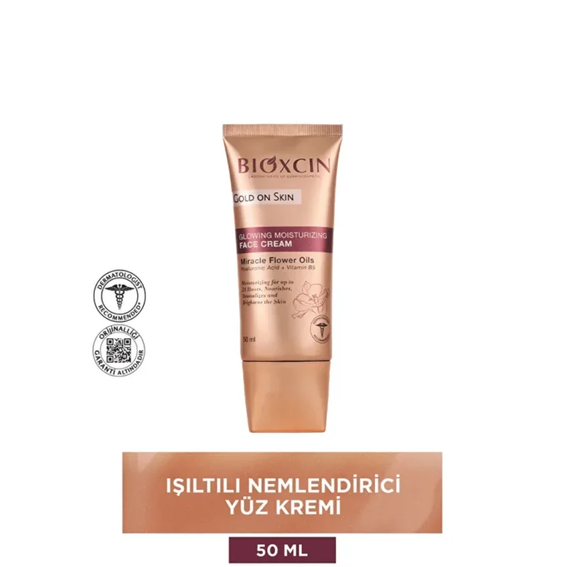 کرم مرطوب کننده و درخشان کننده صورت بیوکسیین مدل Gold On Skin حجم 50 میل