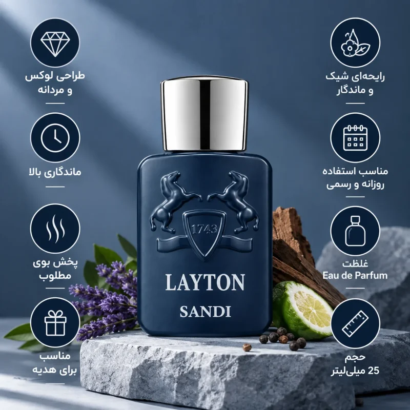 ادوپرفیوم یونیسکس سندی مدل Layton حجم 25 میلی‌لیتر