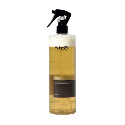اسپری کاندیشنر دوفاز یانسی YUNSEY Luxury Gold 24K Keratin حجم 500 میلی‌لیتر